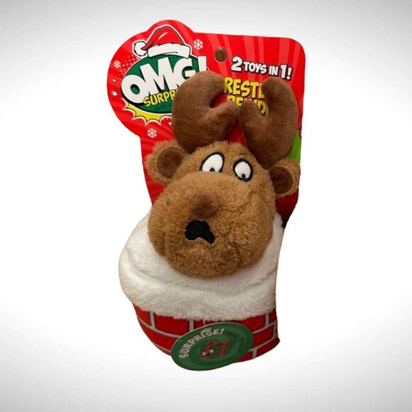 OMG Surprise 2-in-1 Plush Restless Reindeer Medium Dog Toy + Squeaky Gift Box - Picture 2 of 5